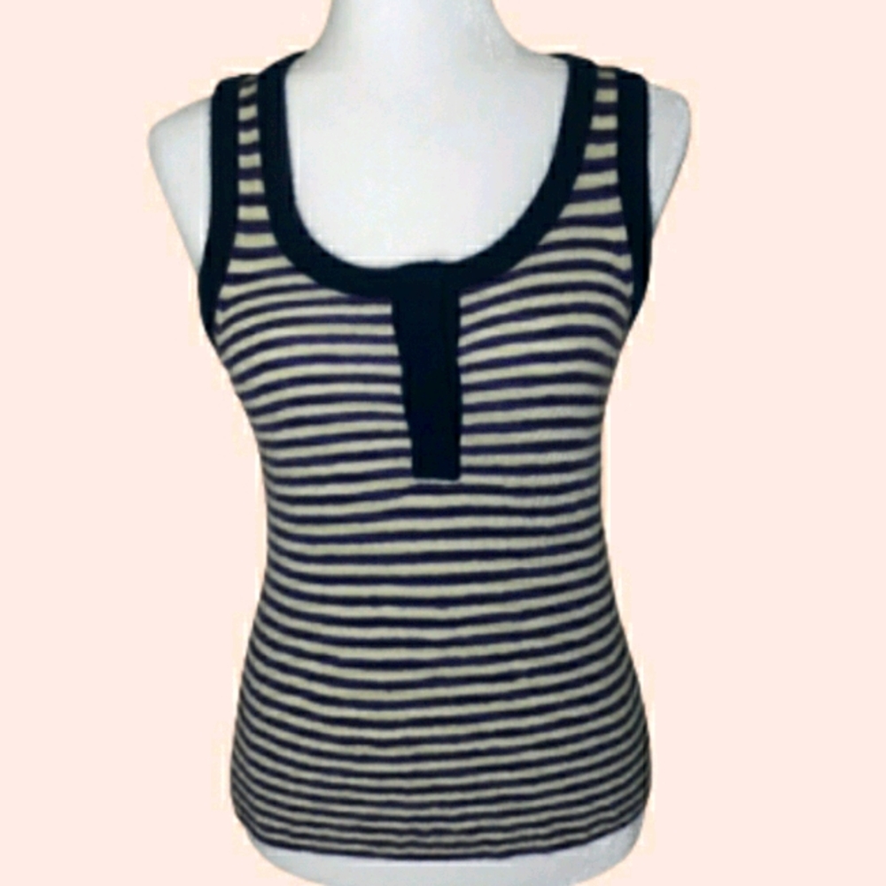100% CASHMERE PURPLE STRIPED TANK